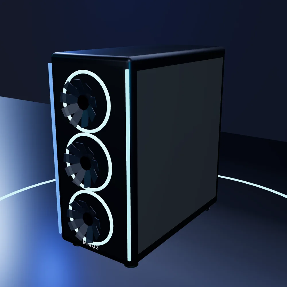 MMQ3 Titan X Gaming Desktop in a workspace setting (MMQ3 concept render)